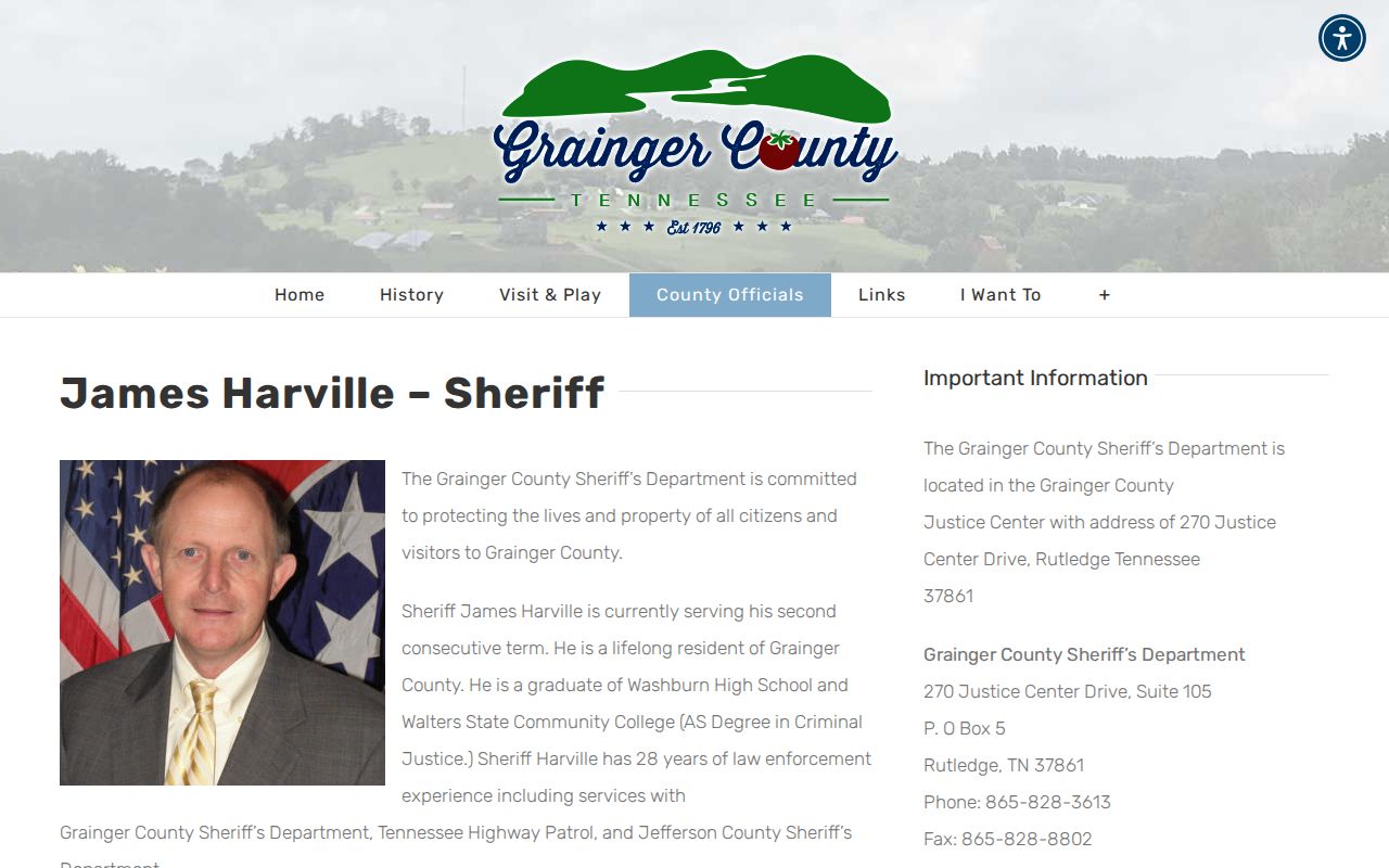 Grainger County sheriff and detention facility information page