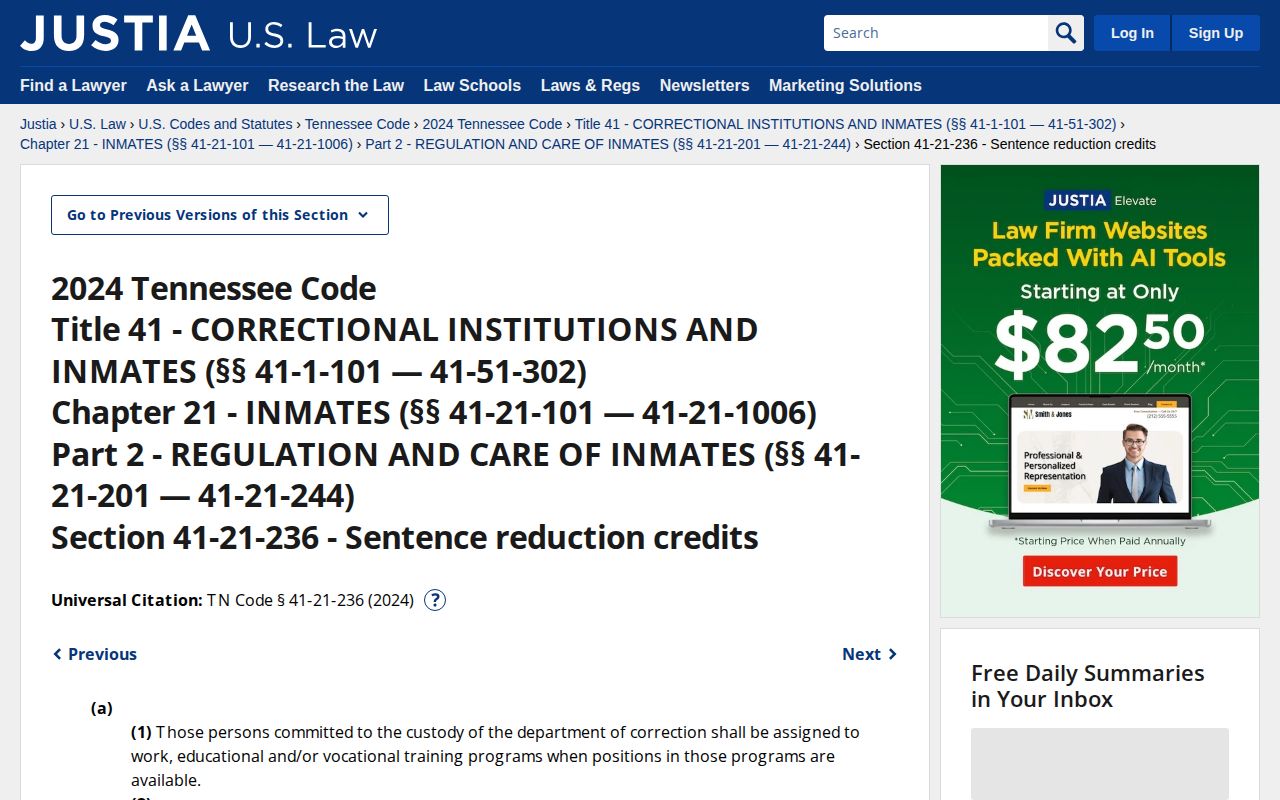 Grainger County projected release date sentence credit statute