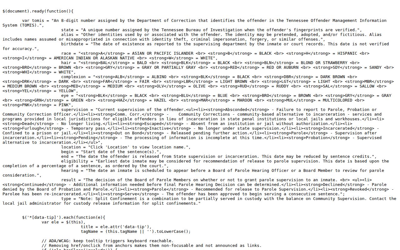 Grainger County projected release date FOIL field definitions